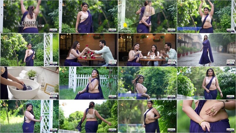 HOT DESI SAREE CHANEL MODEL IN BRA ONLY AND PROMOTING A BLUE SAREE BUT THE SHOW IS MORE – picture 2